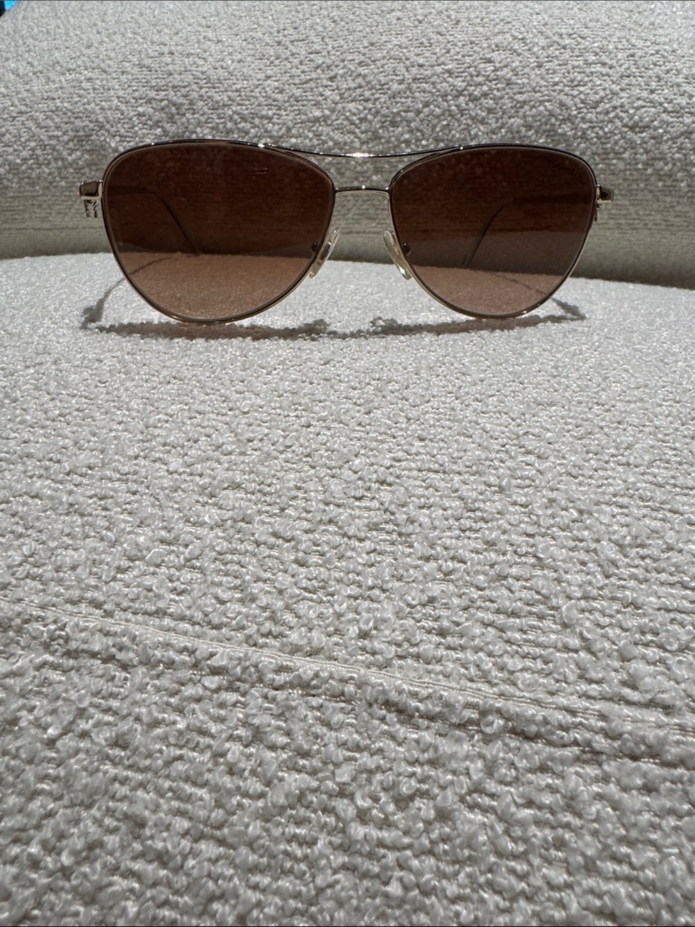 Tiffany & Co. Gold Aviator Sunglasses with Brown Lenses